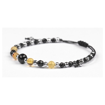 Bransoletka celebrytka czarny TURMALIN BURSZTYN HEMATYT ochrona i szczęście